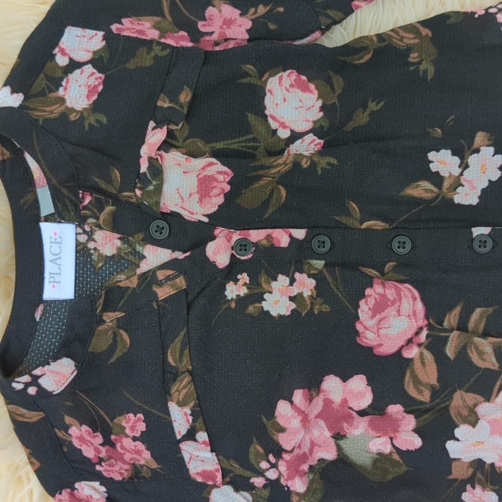 CHILDREN'S place Little Girls Black Floral Cardigan/ 4 - Picture 2 of 5